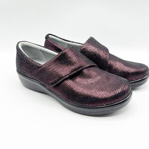 Alegria Lauryn Shoes Womens Size 37 Comfort Wine Metallic Leather Career Clogs